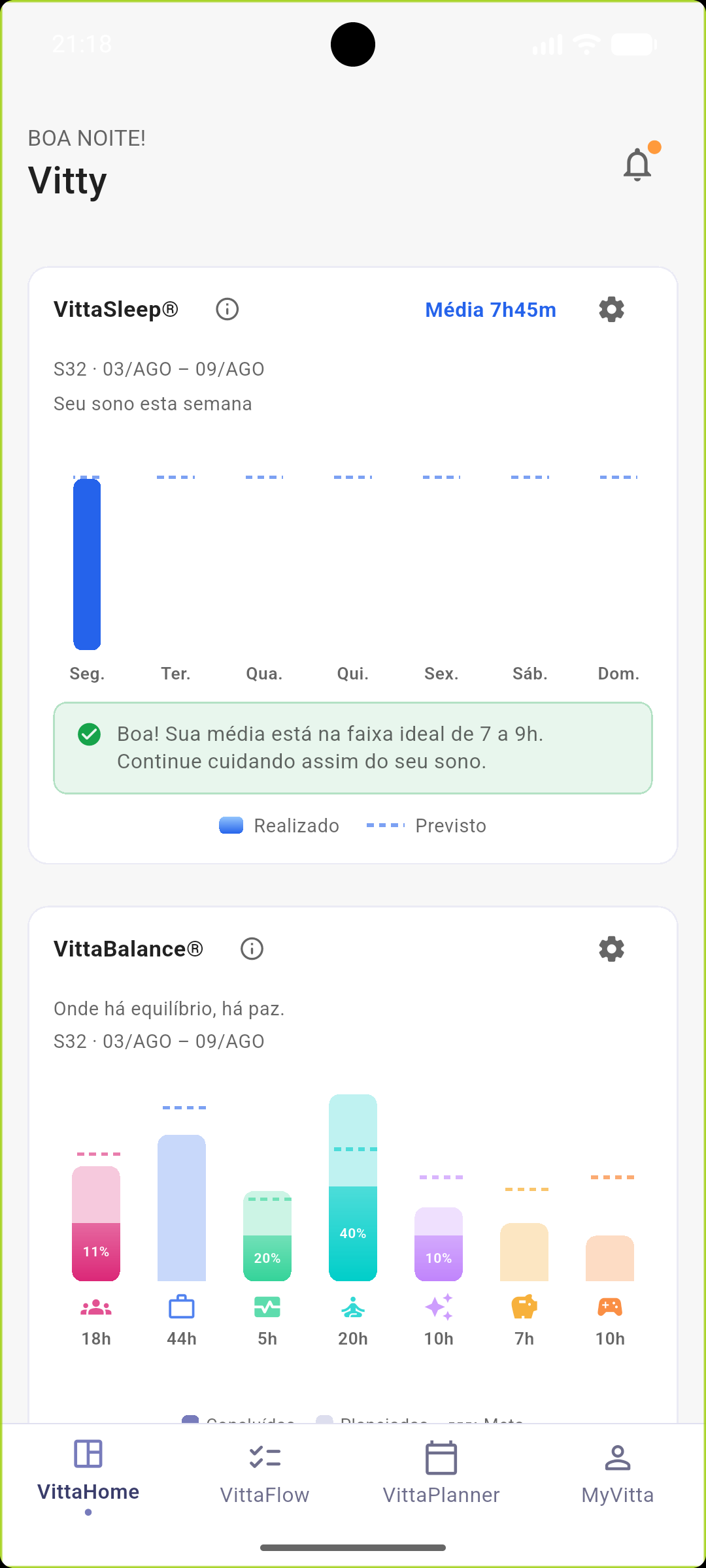 VittaSleep® e VittaBalance®: sono da semana e 7 pilares